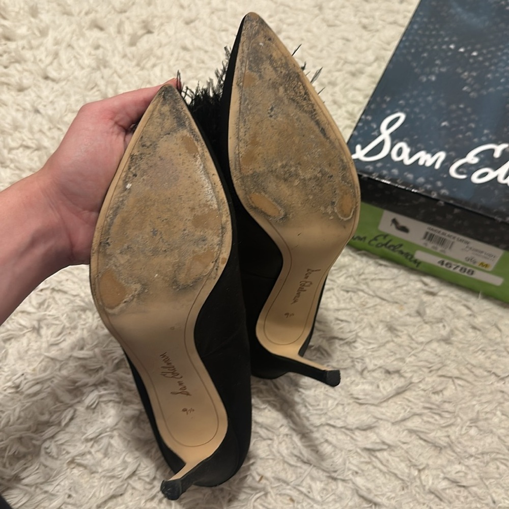 Sam Edelman Black Feather Embellished Heels - Picture 4 of 7